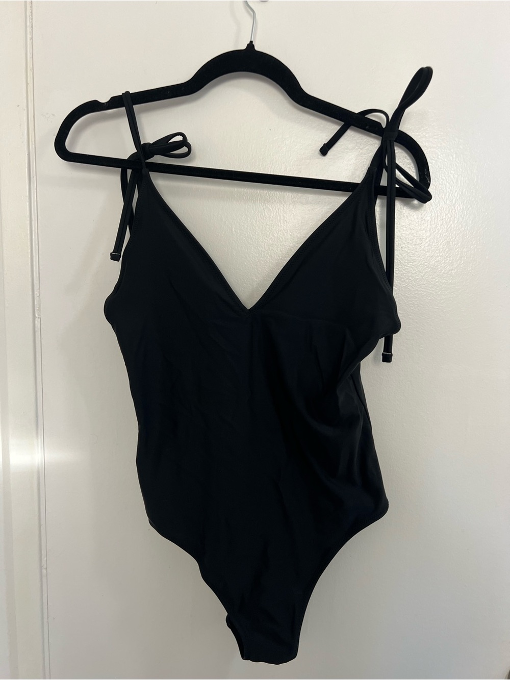 aerie Black Tie-Shoulder One-Piece Swimsuit